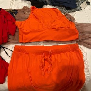 Orange tank top and skirts set